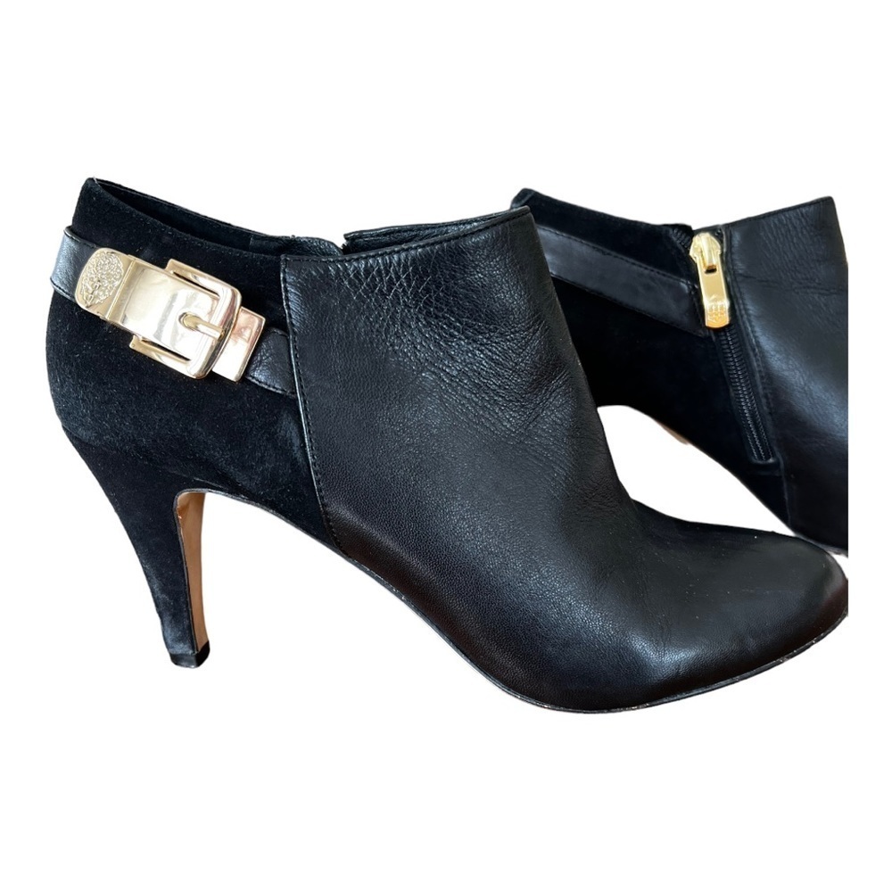 BLACK GLOVE LEATHER/SUEDE VINCE CAMUTO HEELS SIZE 8M  38 ITALY - Picture 2 of 12